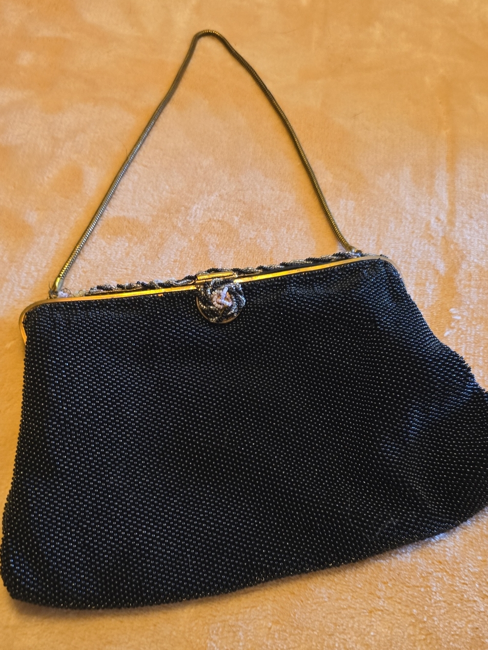 Vintage Black Beaded Small Evening Bag